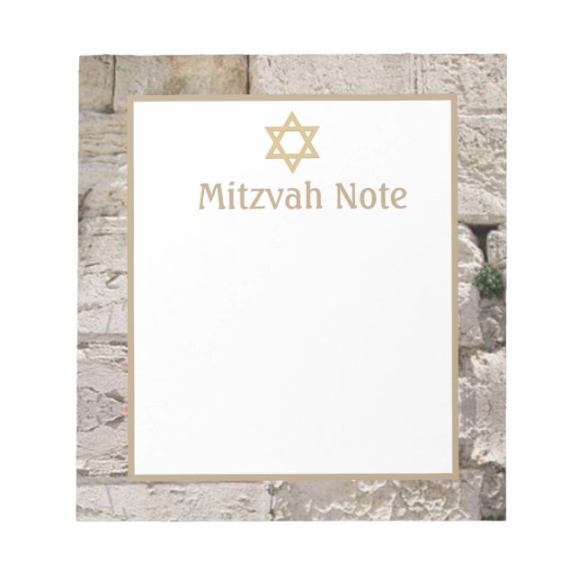 Bloco De Notas Kotel Jerusalem Stone Mitzvah Nota Notepad (Frente)