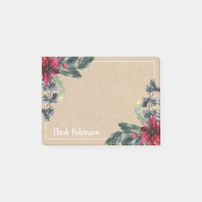 Bloco De Notas Kraft Paper Spruce Red Poinsettia (Frente)