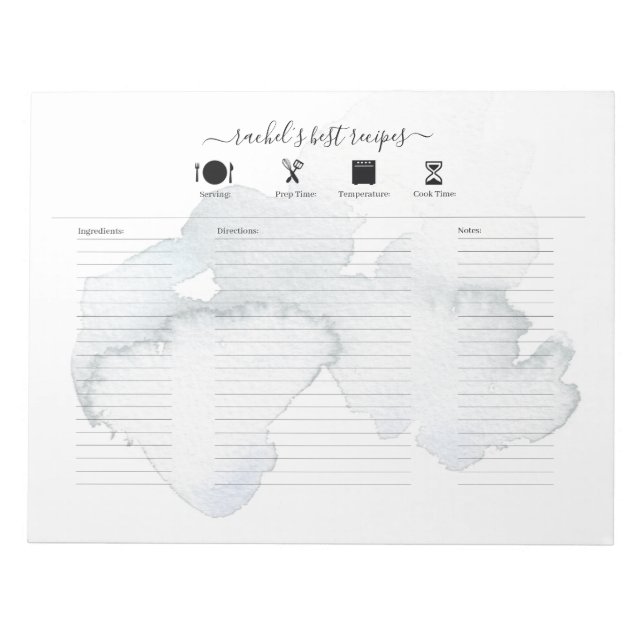 Bloco De Notas Kundenspezifischer Aquarell Rezepte- (Frente)