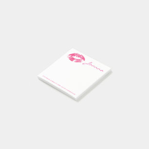 Bloco De Notas Lábios Rosa Girassol Com Monograma