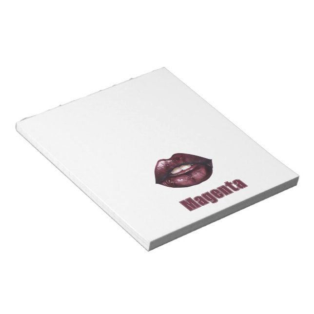 Bloco De Notas Lábios Vermelhos Magenta Borgonha   (Inclinado)