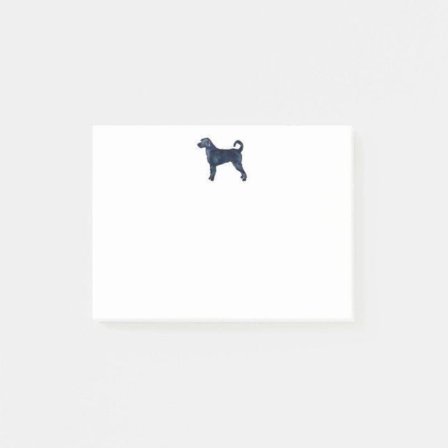 Bloco De Notas Labradoodle Dog Breed Silhouette Black Watercolor (Frente)
