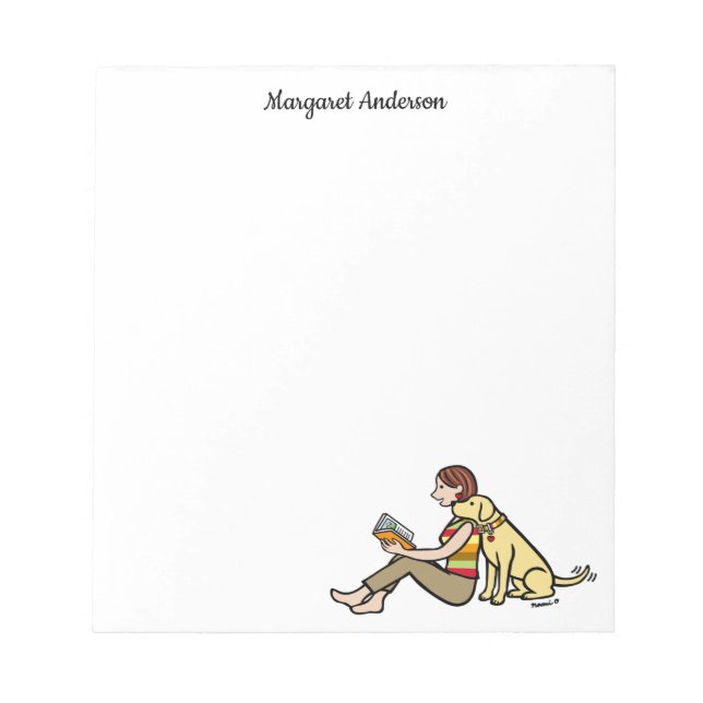 Bloco De Notas Labrador Amarelo Personalizado e Leitura da Mãe (Frente)