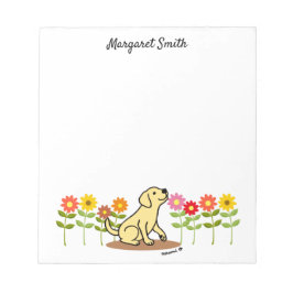 Bloco De Notas Labrador Amarelo Personalizado e Verde e Flores