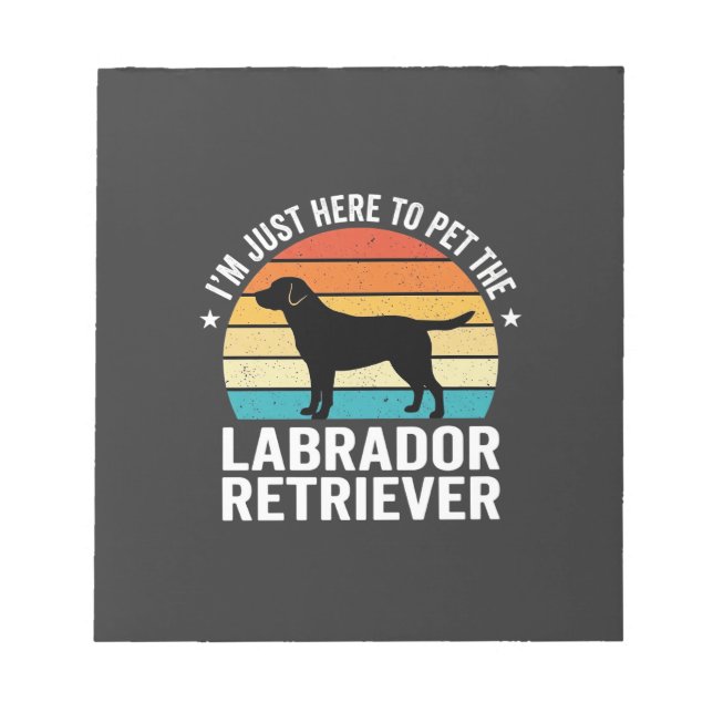 Bloco De Notas Labrador Retriever Cão Retro Acariciando (Frente)