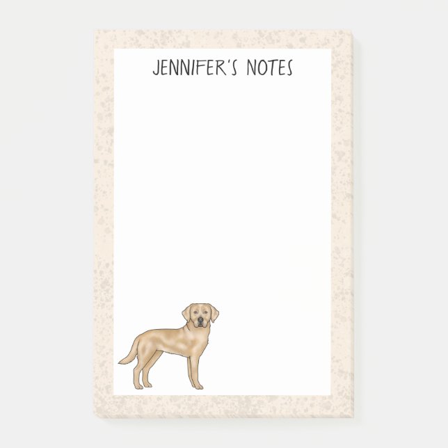 Bloco De Notas Labrador Retriever Lab Amarelo Nome Personalizado (Frente)