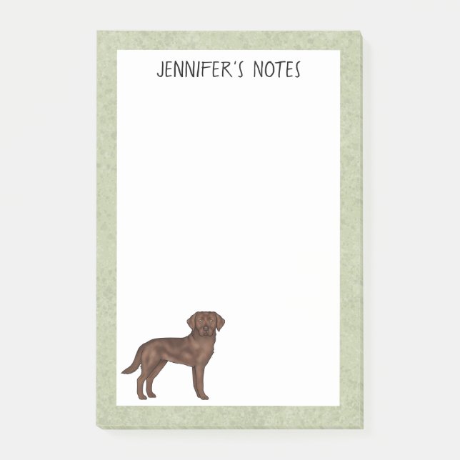 Bloco De Notas Labrador Retriever Lab Dog de Chocolate Nome Perso (Frente)