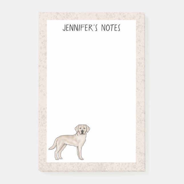 Bloco De Notas Labrador Retriever Labrador Creme Nome Personaliza (Frente)