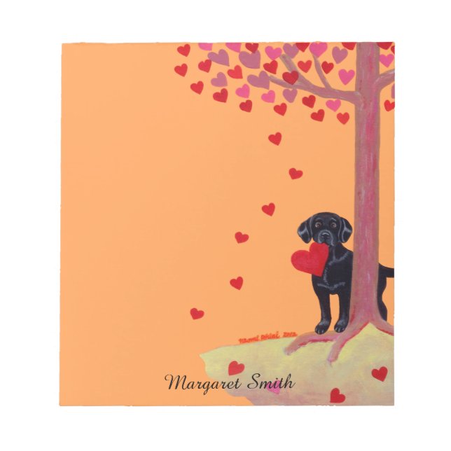 Bloco De Notas Labrador Retriever Preto Cor de Outono (Frente)