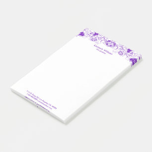 Bloco De Notas Lace Floral Branco E Roxo Elegante