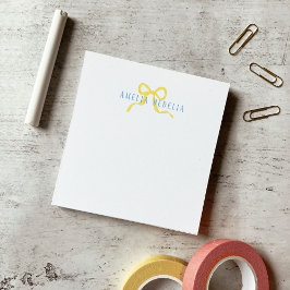 Bloco De Notas Laço Amarelo Doce Azul Personalizado