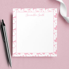 Bloco De Notas Laço Coquette Rosa Estético Nome Personalizado 