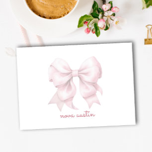 Bloco De Notas Laço Rosa da Moda Personalizado Com Nome Monograma