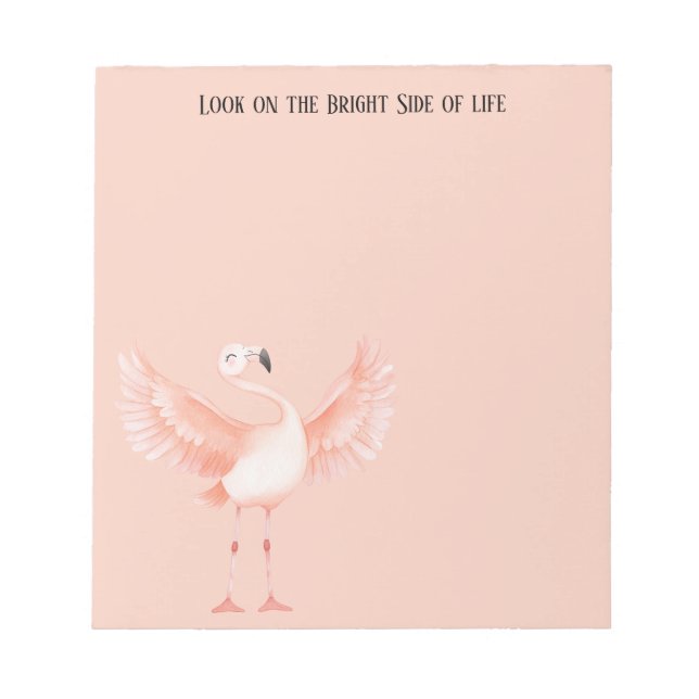 Bloco De Notas Lado Brilhante da Vida Flamingo Rosa (Frente)