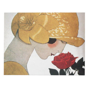 BLOCO DE NOTAS LADY COM ROSA VERMELHA