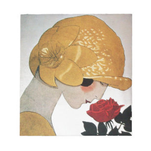 BLOCO DE NOTAS LADY COM ROSA VERMELHA