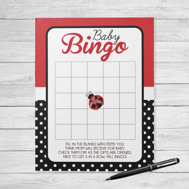 Bloco De Notas Ladybug Gift Bingo Chá de fraldas (Ladybug Baby Shower Bingo Game Pack of 40 Games)
