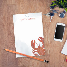 Bloco De Notas Lagosta Minimalista de Aquarela Moderna Elegante