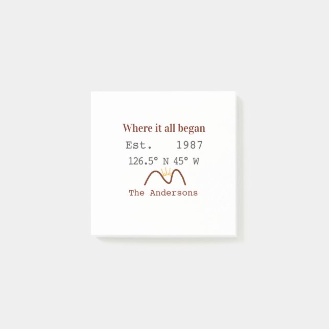 Bloco De Notas Lake house ets. Date year custom coordinates brown (Frente)