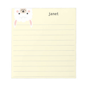 Bloco De Notas Lama Bonita, Linda Personalizada Amarela