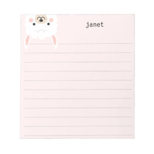 Bloco De Notas Lama Bonita, Linda Personalizada Rosa
