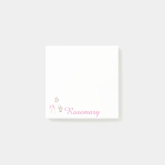 Bloco De Notas Lama Cute Personalizado Com Lanterna E Flores (Frente)