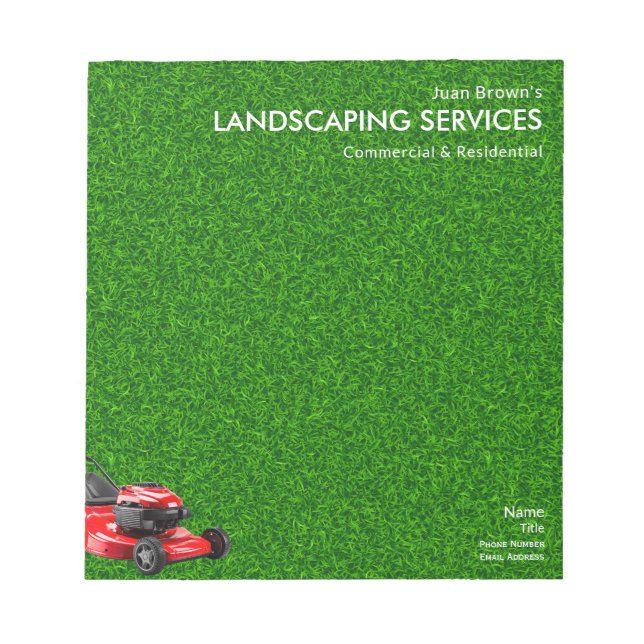 Bloco De Notas Landscaping Services | Lawn Care & Garden Design (Frente)