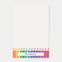 Bloco De Notas Lápis Coloridos com o Nome do Professor Personaliz