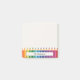 Bloco De Notas Lápis Coloridos com o Nome do Professor Personaliz