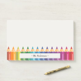 Bloco De Notas Lápis Coloridos com o Nome do Professor Personaliz