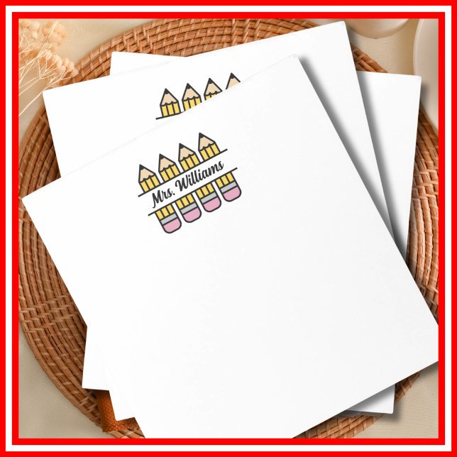 Bloco De Notas Lápis De Professora De Volta À Apreciação Escolar (Criador carregado)