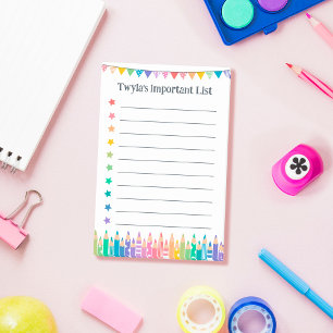 Bloco De Notas Lápis e Estrelas Coloridas Lista Importante a Faze