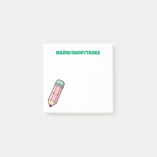 Bloco De Notas Lápis Rosa Kawaii (Frente)