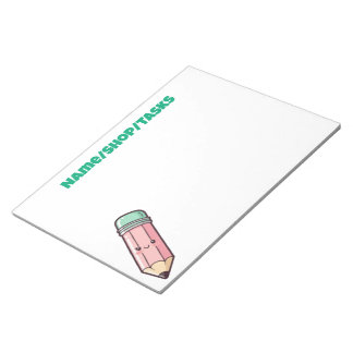 Bloco De Notas Lápis Rosa Kawaii