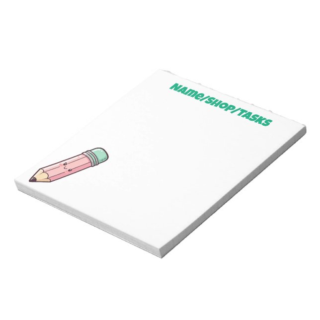 Bloco De Notas Lápis Rosa Kawaii (Invertido)