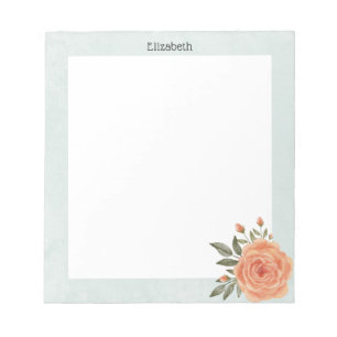 Bloco De Notas Laranja-Chic Floral Personalizado