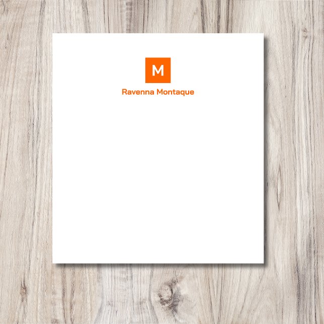 Bloco De Notas Laranja Pôr do Sol Moderno Chic Tendência Monogram (Criador carregado)