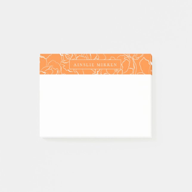 Bloco De Notas Laranja Turmérica Simplesmente Floral Personalizad (Frente)