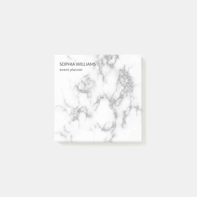 Bloco De Notas Largura de prata branca marble (Frente)