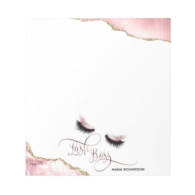 Bloco De Notas Lash Boss Makeup Olhos-da-sobrancelha Lashes Rosa- (Frente)