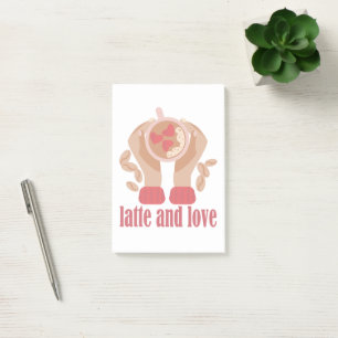 Bloco De Notas Latite e xícara de amor, mãos e café