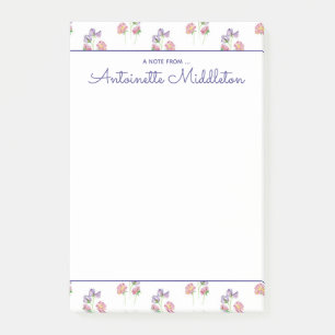 Bloco De Notas Lavanda Cor de Água Floral bonito Rosa Personaliza