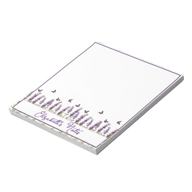 Bloco De Notas Lavanda e borboletas personalizadas (Invertido)