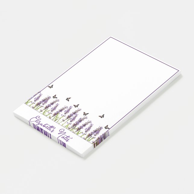 Bloco De Notas Lavanda e borboletas personalizadas (Inclinado)