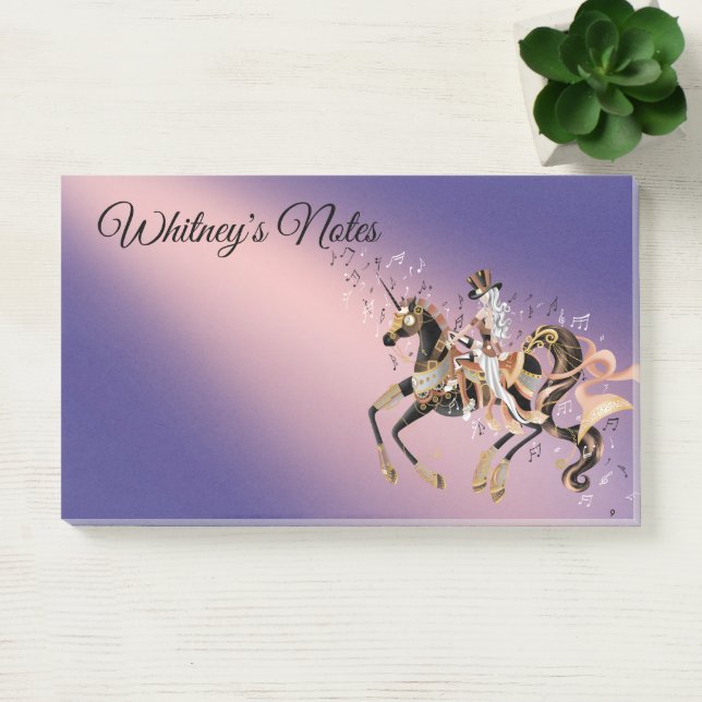 Bloco De Notas Lavanda Mecânica Steampunk Horse & Lady (Escritótio)