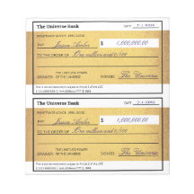 Law of Attraction Blank Money Check Gold 5.5" x 6"