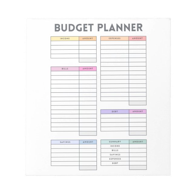Bloco De Notas Layout do Orçamento Pastel (Frente)