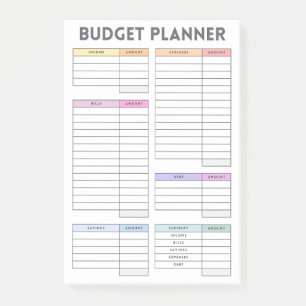 Bloco De Notas Layout do planejador de orçamento pastel