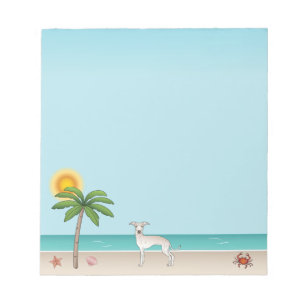 Bloco De Notas Lebre Italiano Creme na Praia Tropical de Verão