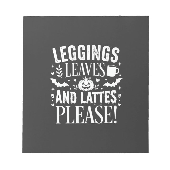 Bloco De Notas Leggings de Halloween Folhas e Lattes Café de Outo (Frente)